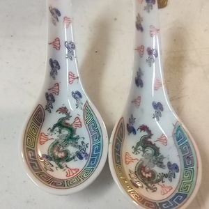 Soup spoons with dragon